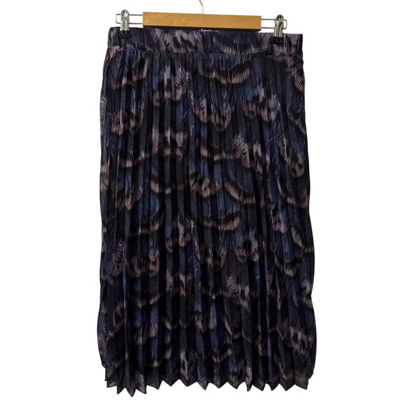 Rachel Roy Pleated Skirt With Abstract Print Black & Blue Size M skirt - Picture 1 of 12